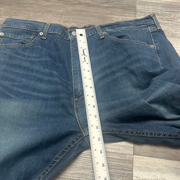 Levis 505 Dark Wash Faded Blue Mens 40x28 Regular Straight Stretch Jeans Red Tab - Picture 10 of 12